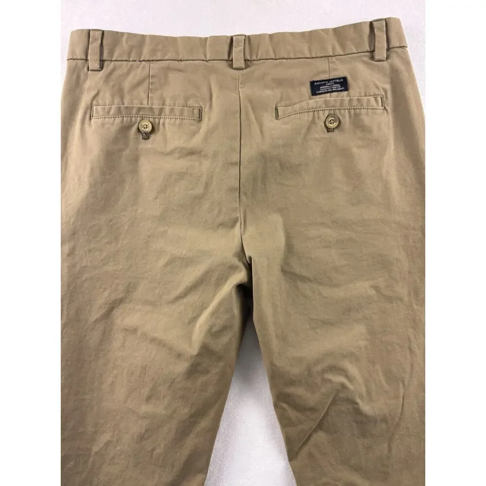 Chino Pants Banana Republic Men’s 32x30 Khaki Tailored Straight Blue Lining